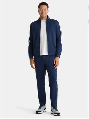 Athletic Works Navy Jogger lounge pants with White Sleeve Stripes
